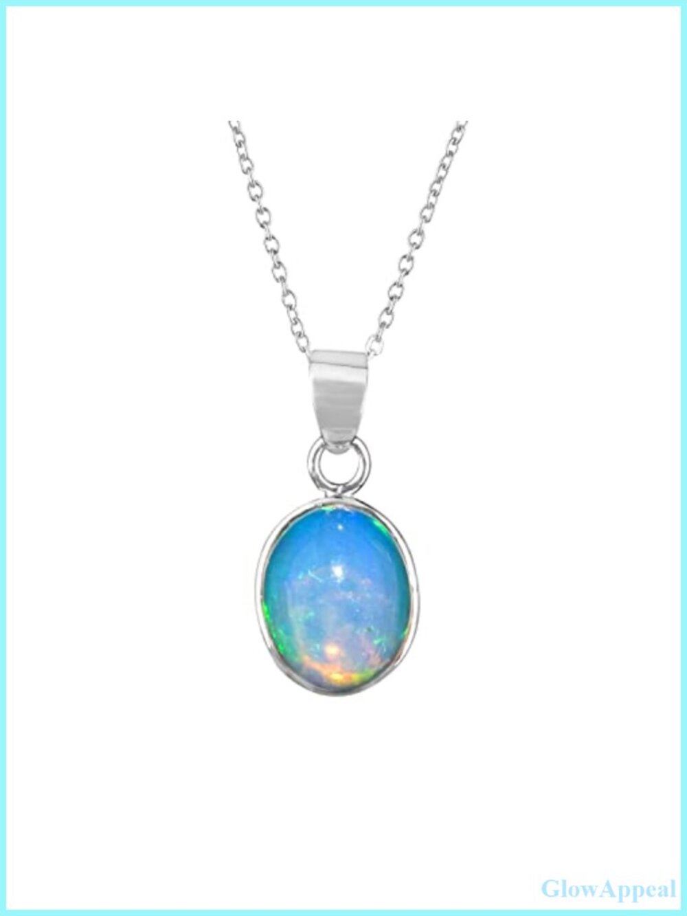 Sterling Silver Ethiopian Opal Oval Bezel Pendant Necklace Handmade 18 Inch